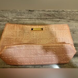 Steve Madden pink embossed cosmetic bag
